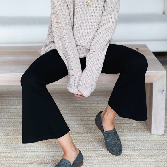 Emerson Fry Layering Flare Black Ponte Pants | Cropped | Stretch | Neutral - Picture 3 of 10